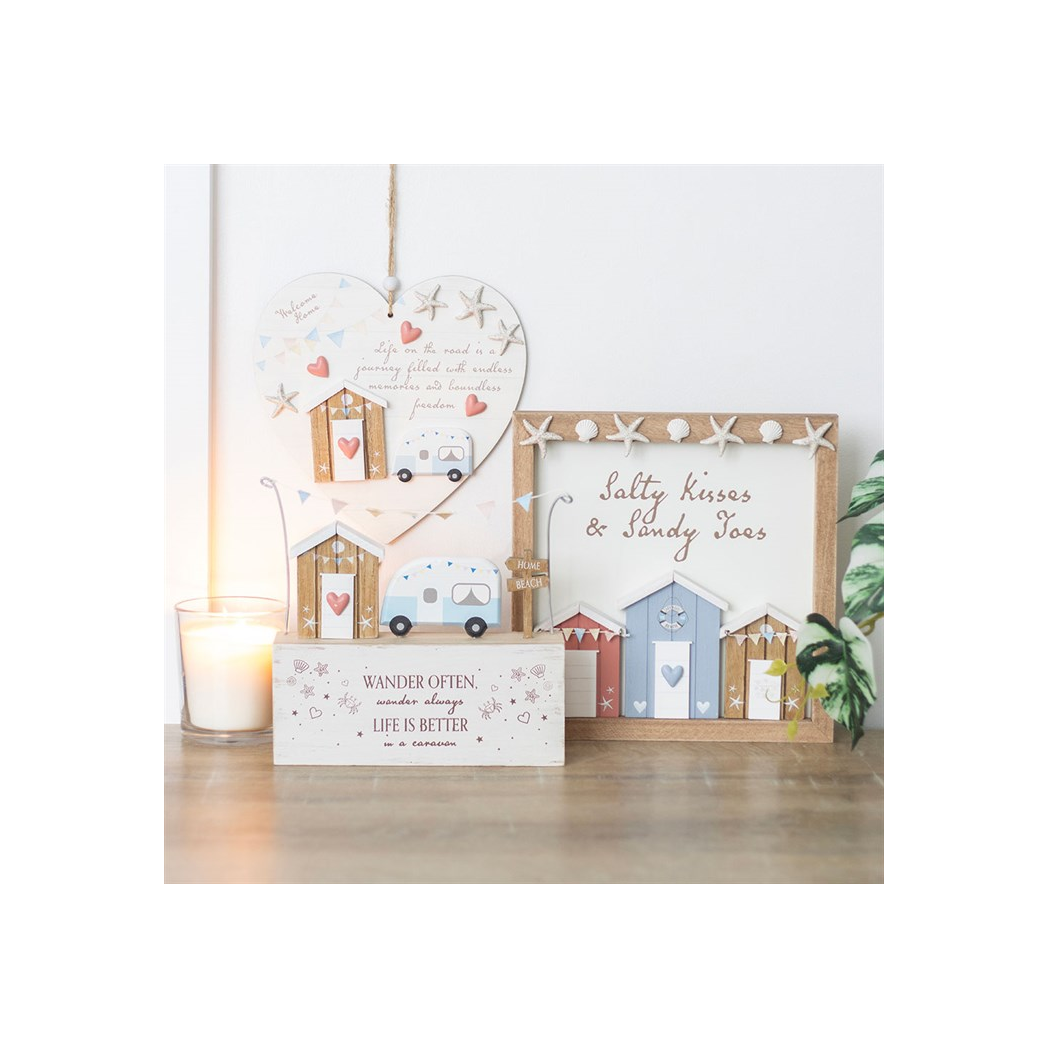 Wander Often Beach Hut Caravan Wooden Ornament