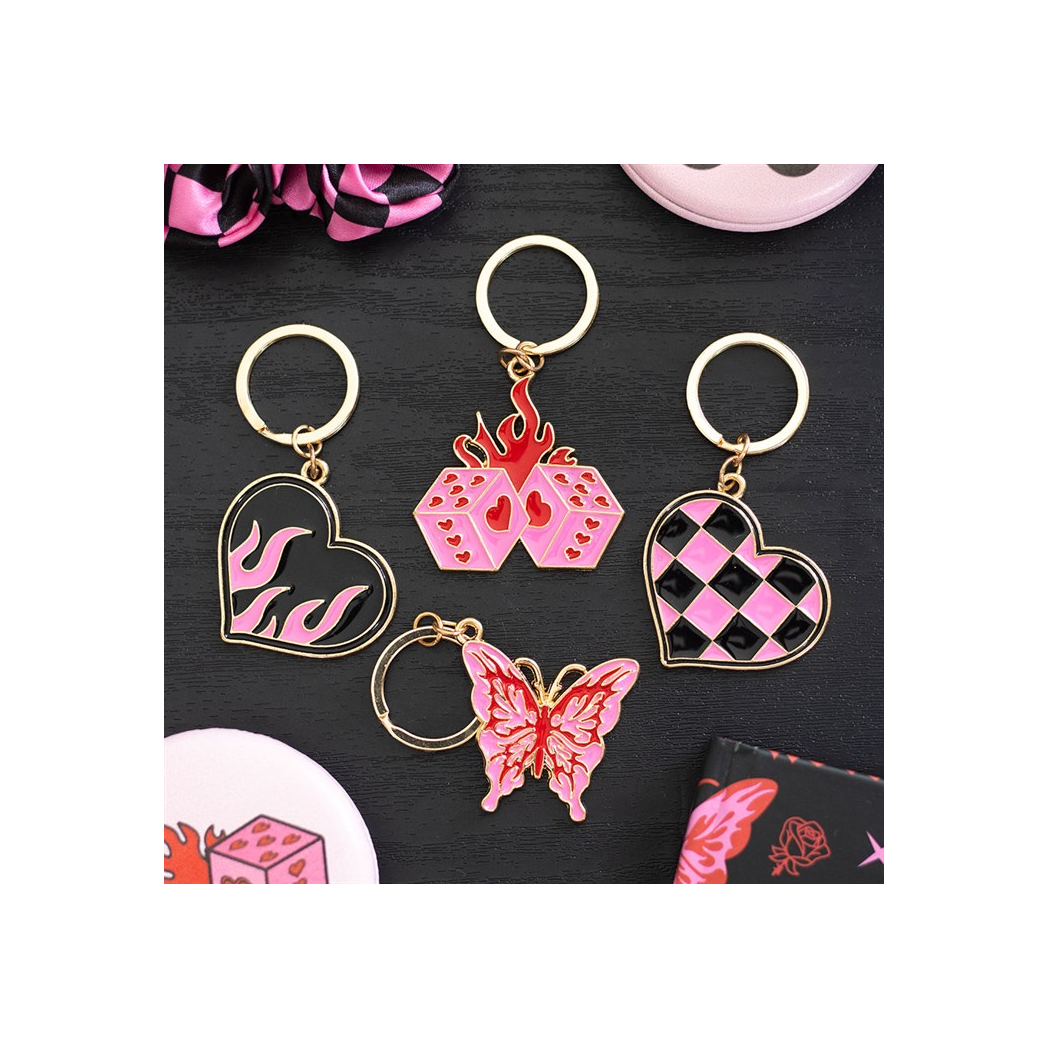 Flaming Dice Keyring