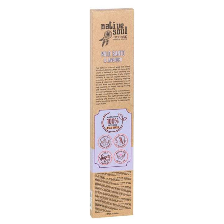 Palo Santo & Lavender Smudge Incense Sticks (Box of 12 individual packs)