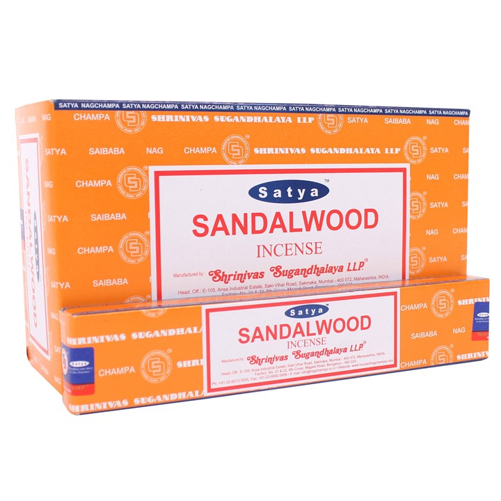 Sandalwood Incense Sticks by Satya (Box of 12 individual packs)