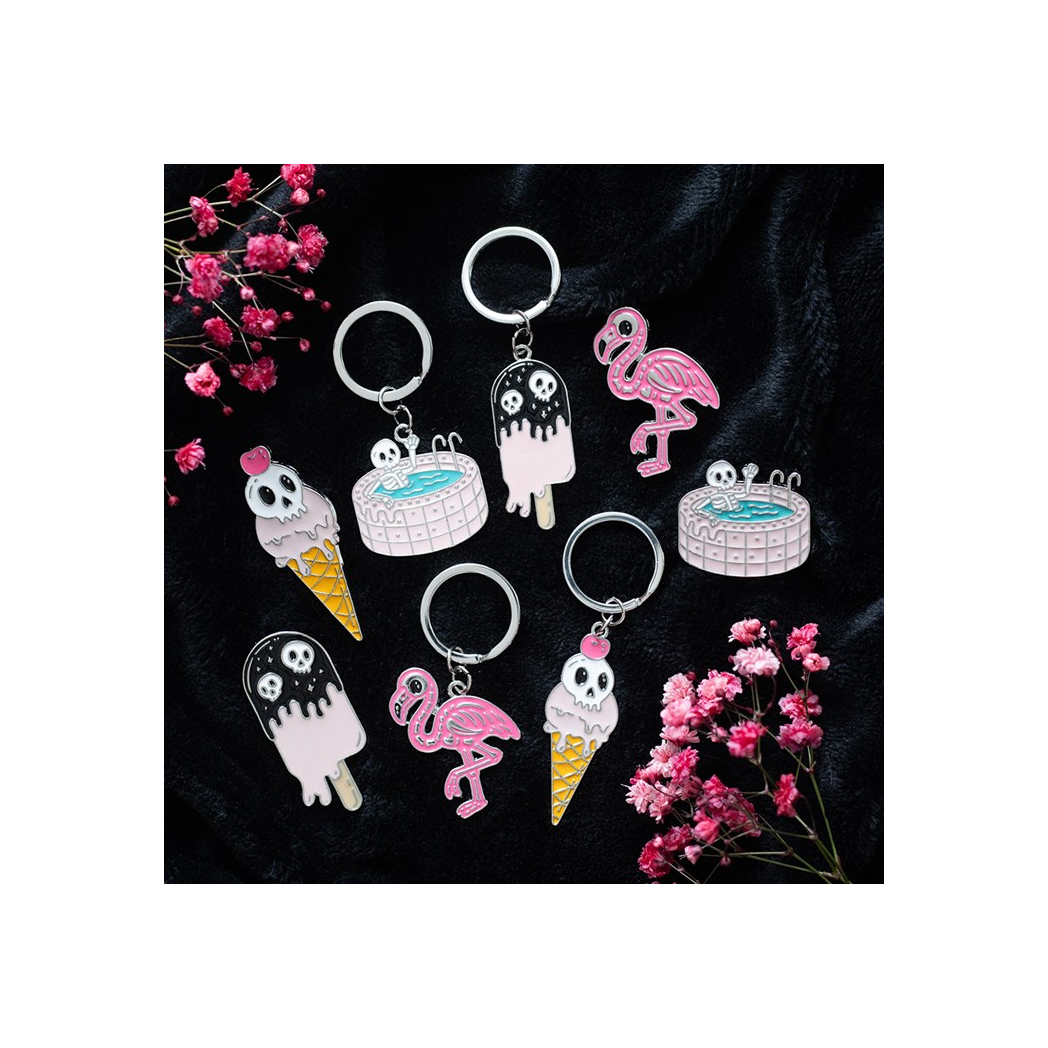 Flamin-goth Flamingo Keyring