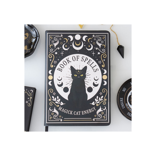 Black Cat Magick Book of Spells A5 Notebook with Pen