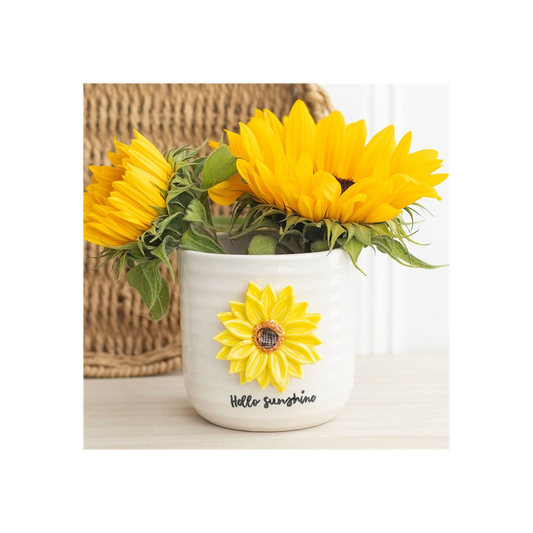Hello Sunshine Plant Pot with 3D Sunflower