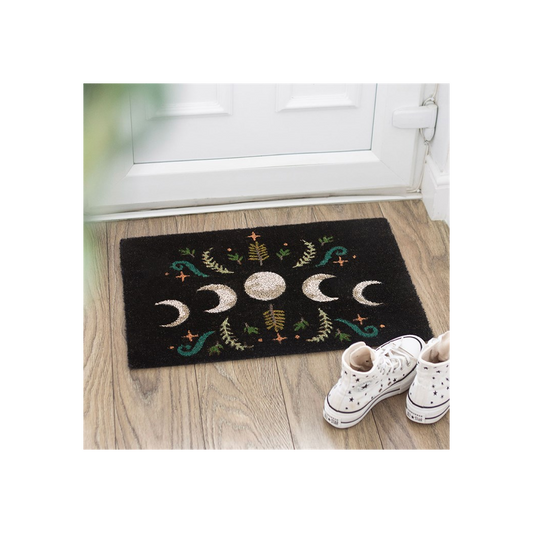 Black Dark Forest Moon Phase Doormat