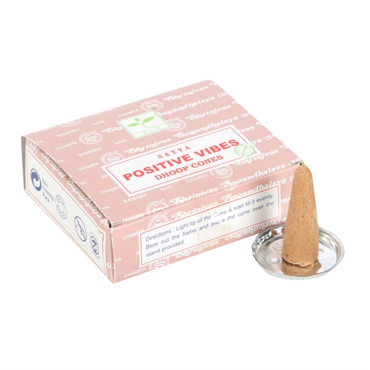 Positive Vibes Dhoop Incense Cones by Satya (Box of 12 individual packs)
