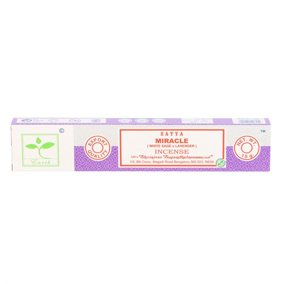Earth Satya Miracle Incense Sticks (Box of 6 individual packs)
