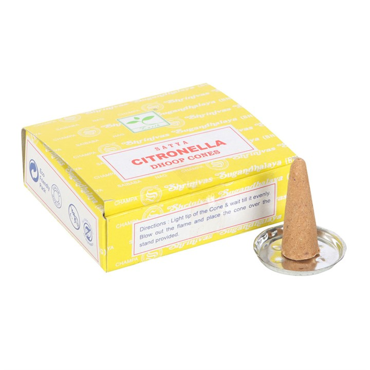Citronella Dhoop Incense Cones by Satya (Box of 12 individual packs)
