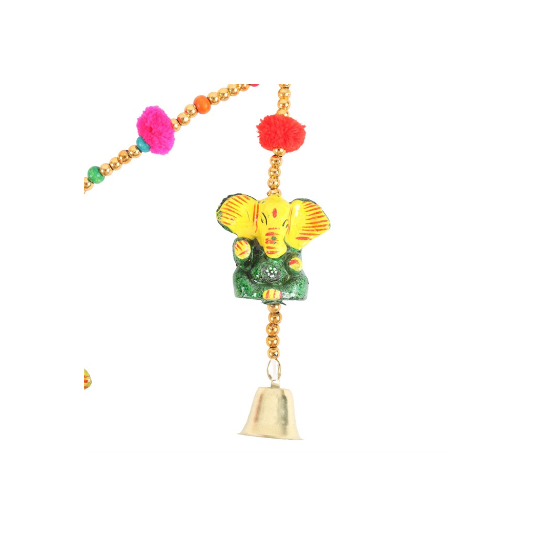 Hanging Ganesh Garland with Beads and Bells