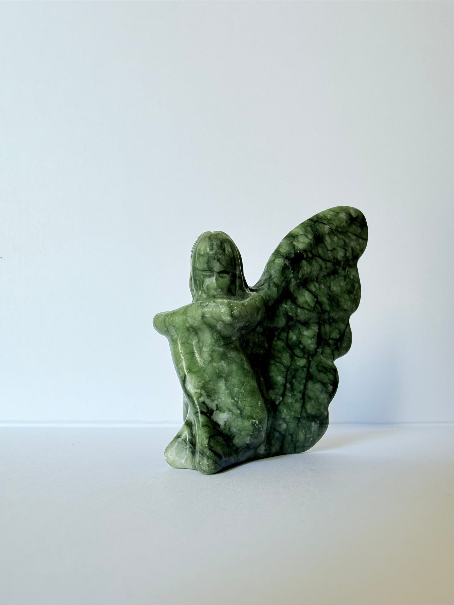 Serpentine Jade Angel Carving