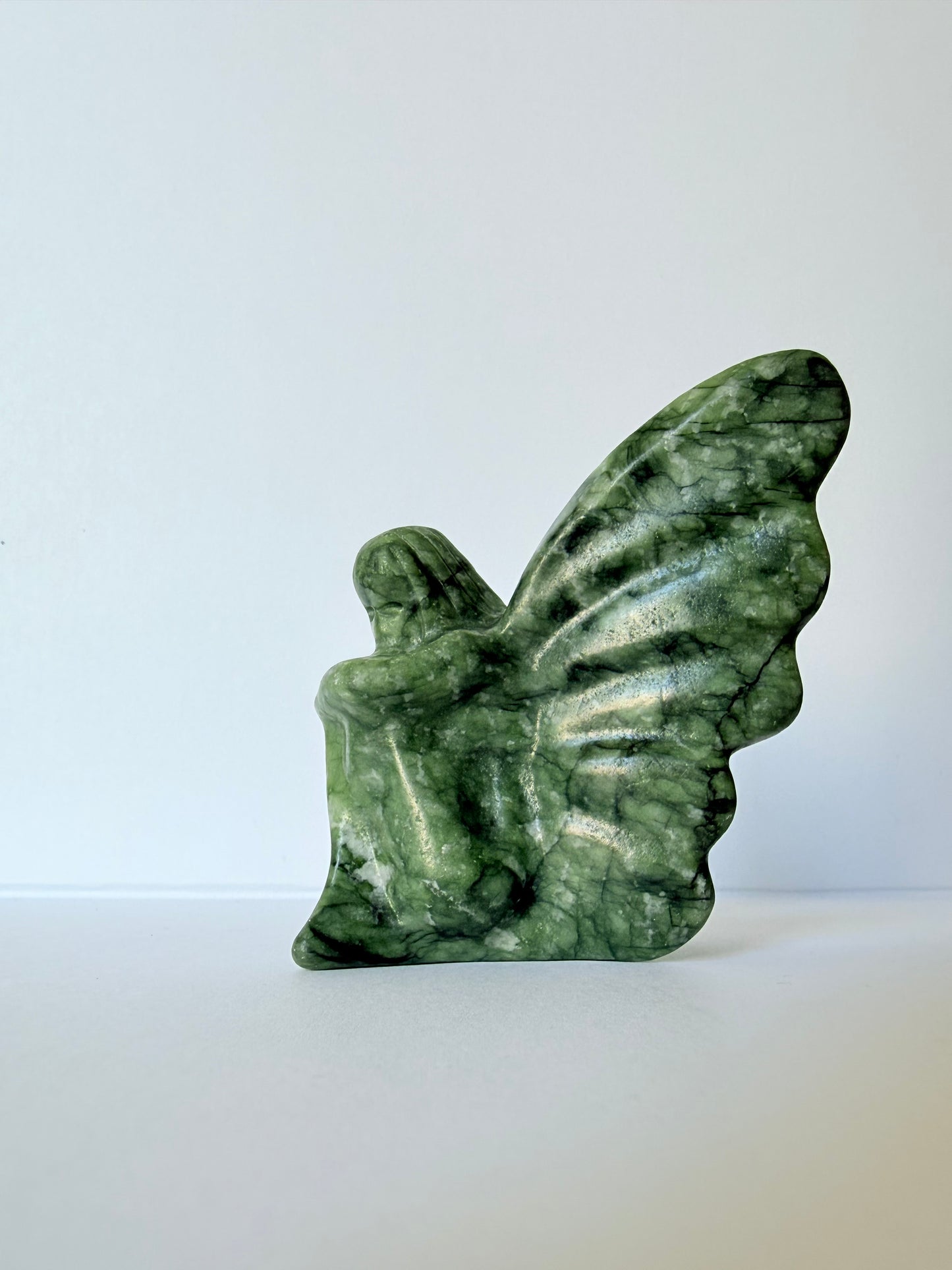 Serpentine Jade Angel Carving