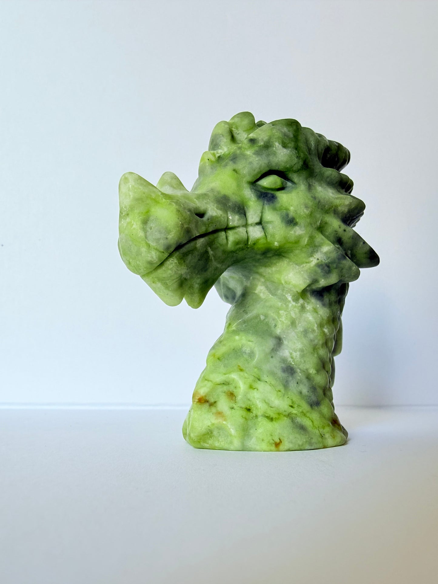 Serpentine Jade Dragon Head Carving