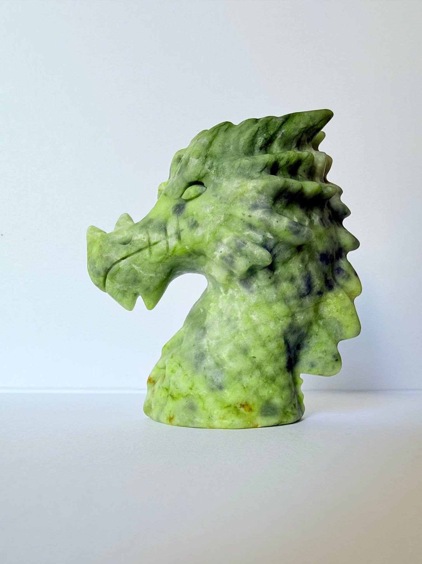 Serpentine Jade Dragon Head Carving