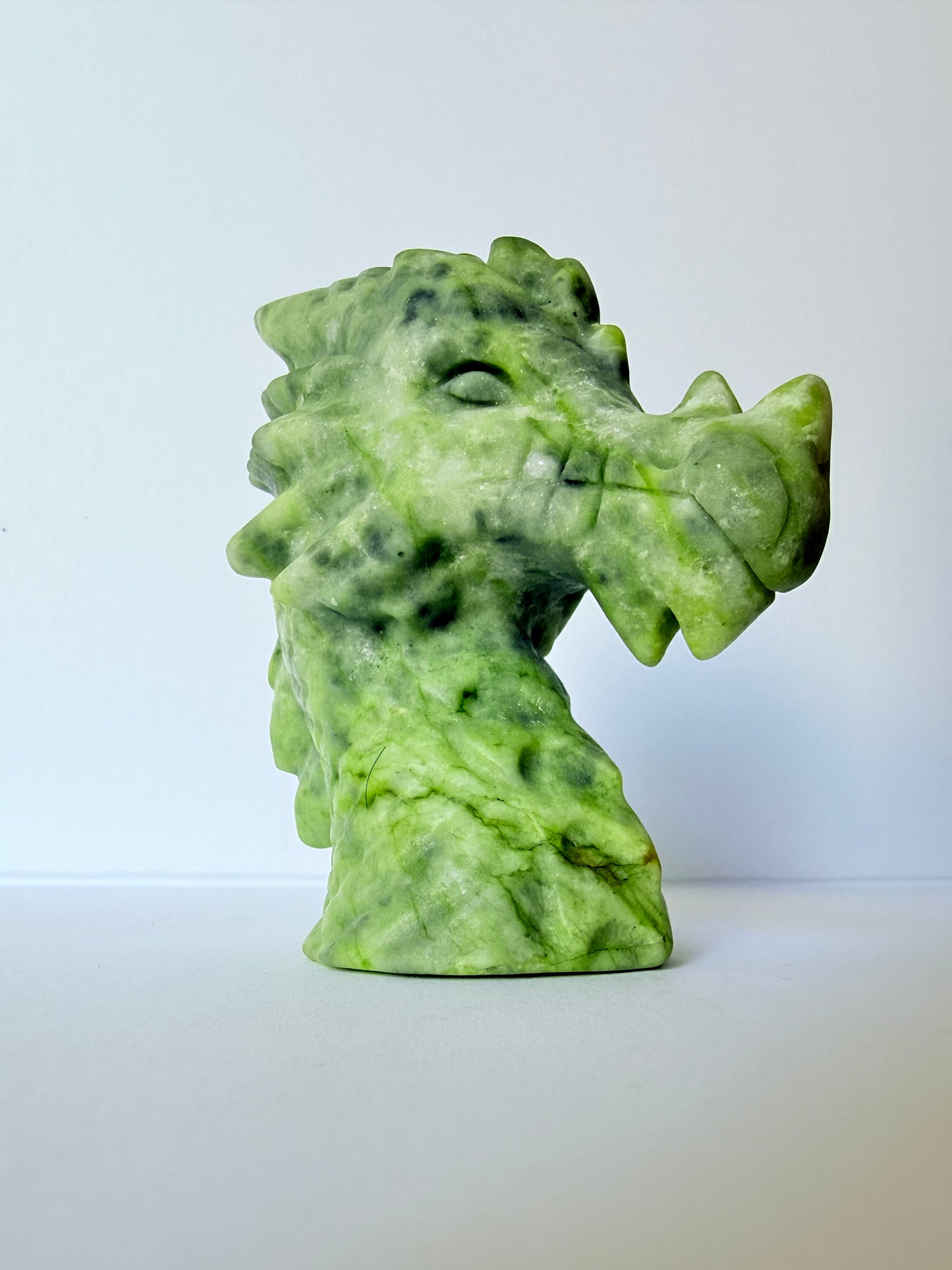 Serpentine Jade Dragon Head Carving