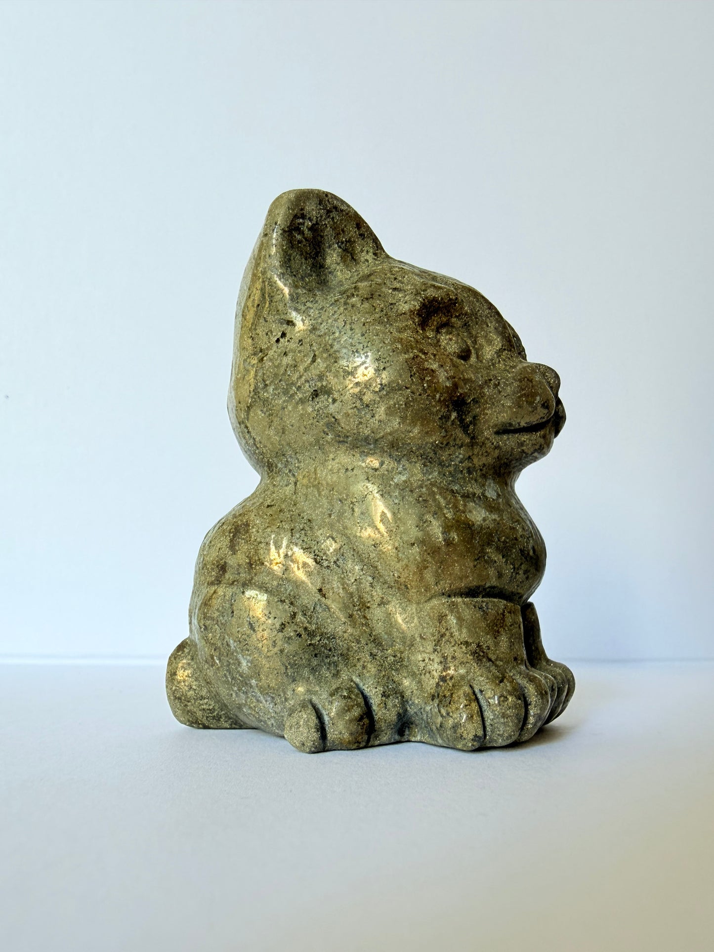 Pyrite Cat Carving