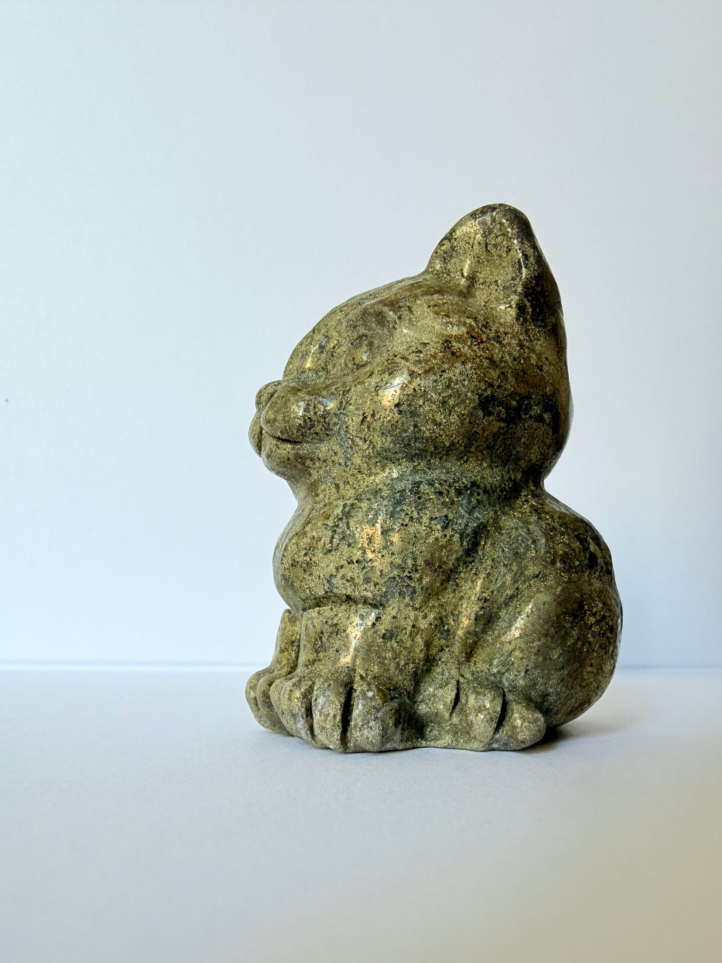 Pyrite Cat Carving
