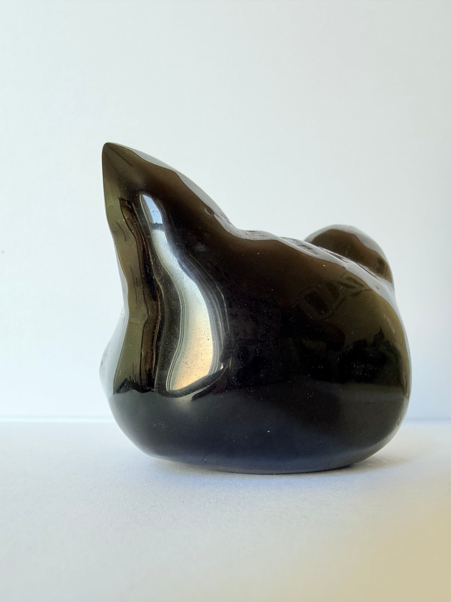 Obsidian Mystic Cat Head Carving