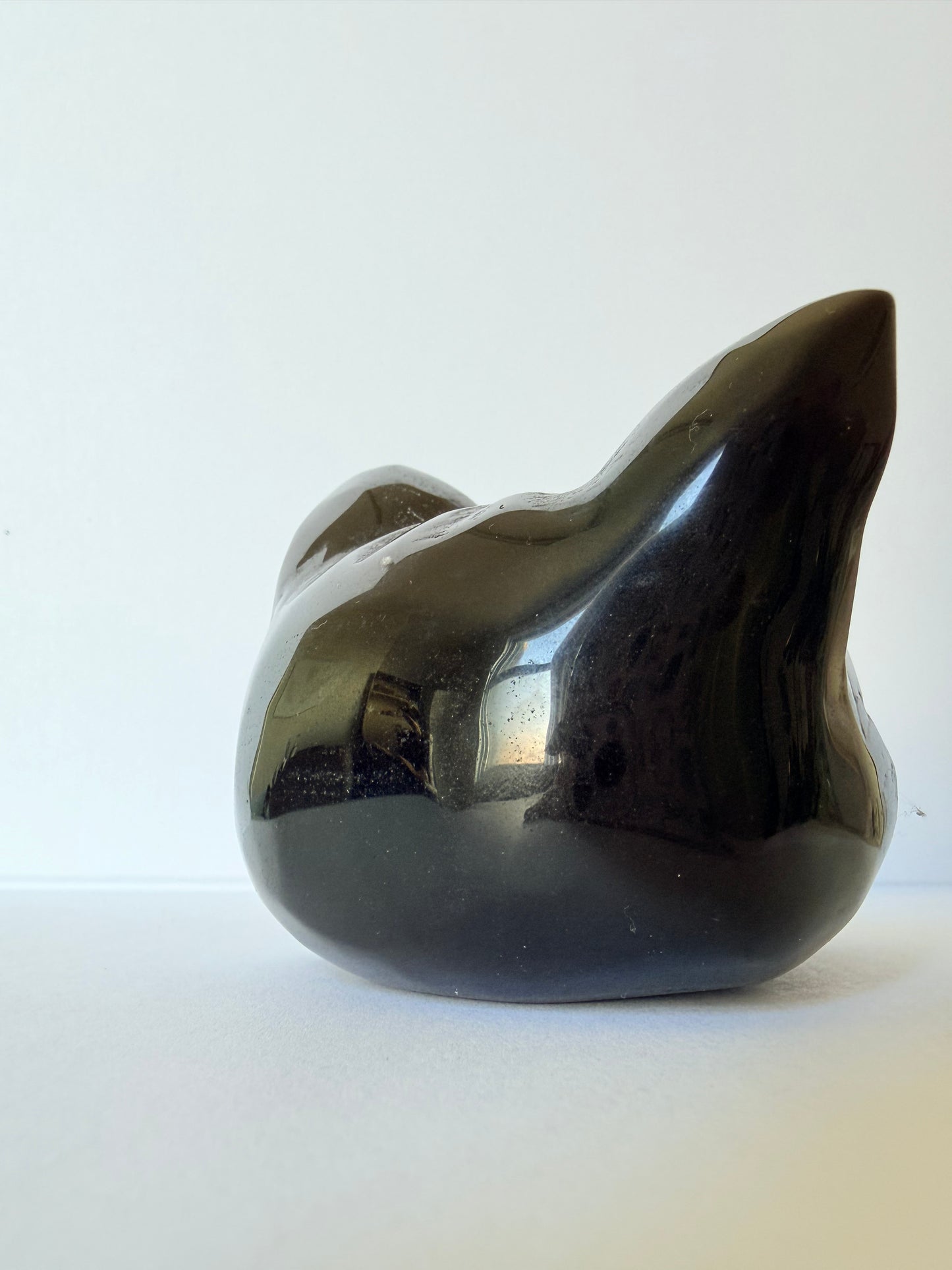 Obsidian Mystic Cat Head Carving