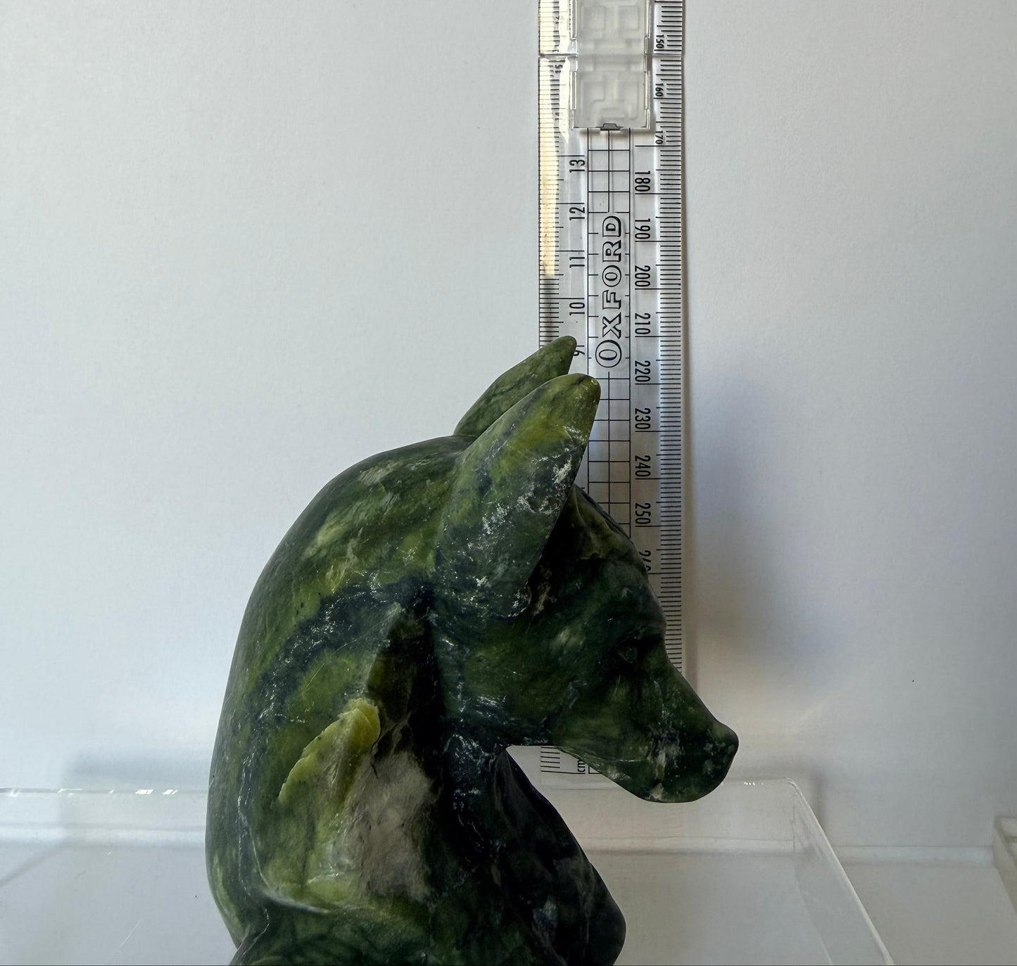 Serpentine Jade Wolf Head Carving