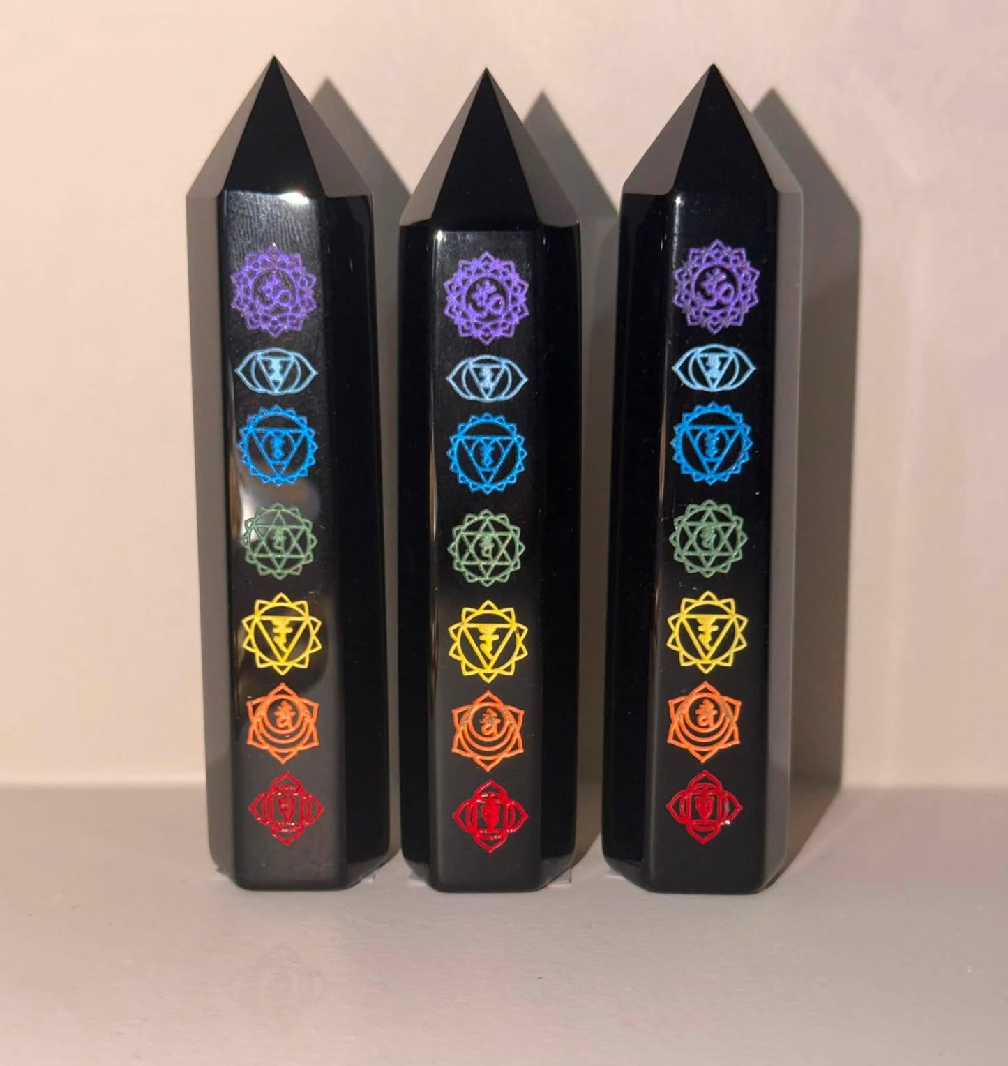 Obsidian 7 Chakra Tower