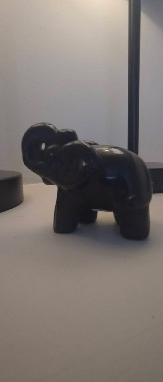 Obsidian Elephant Carving