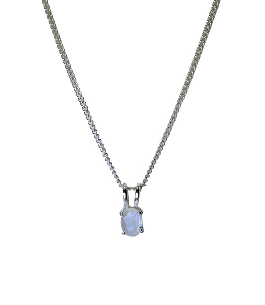 Rainbow Moonstone Pendant Necklace (A Grade)