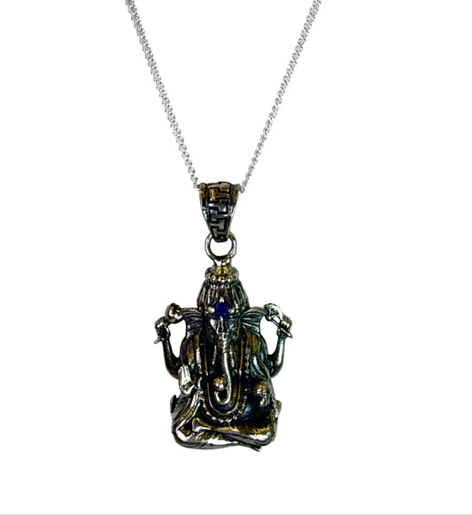 Ganesh and Amethyst Pendant Necklace