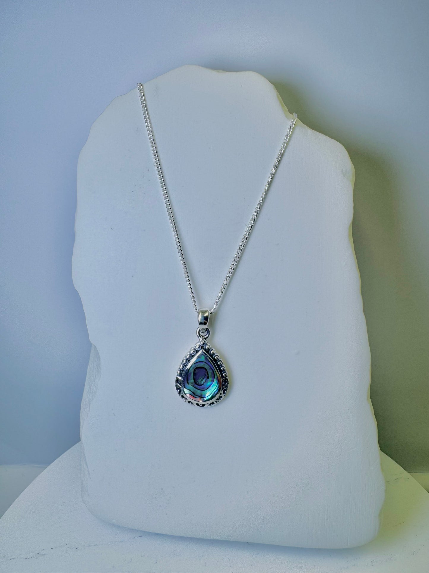 Abalone Shell Teardrop Pendant Necklace