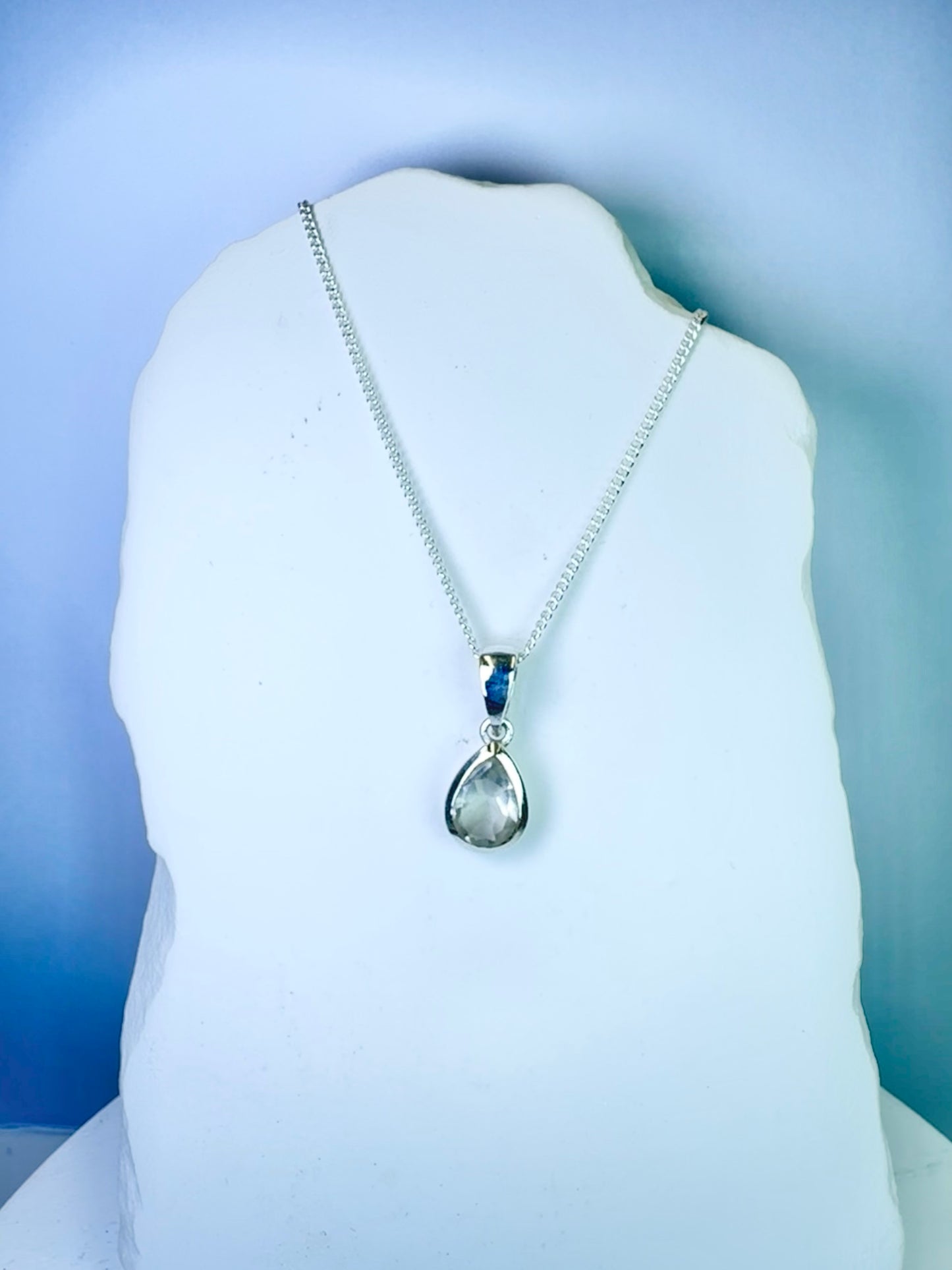 Clear Quartz Teardrop Pendant Necklace
