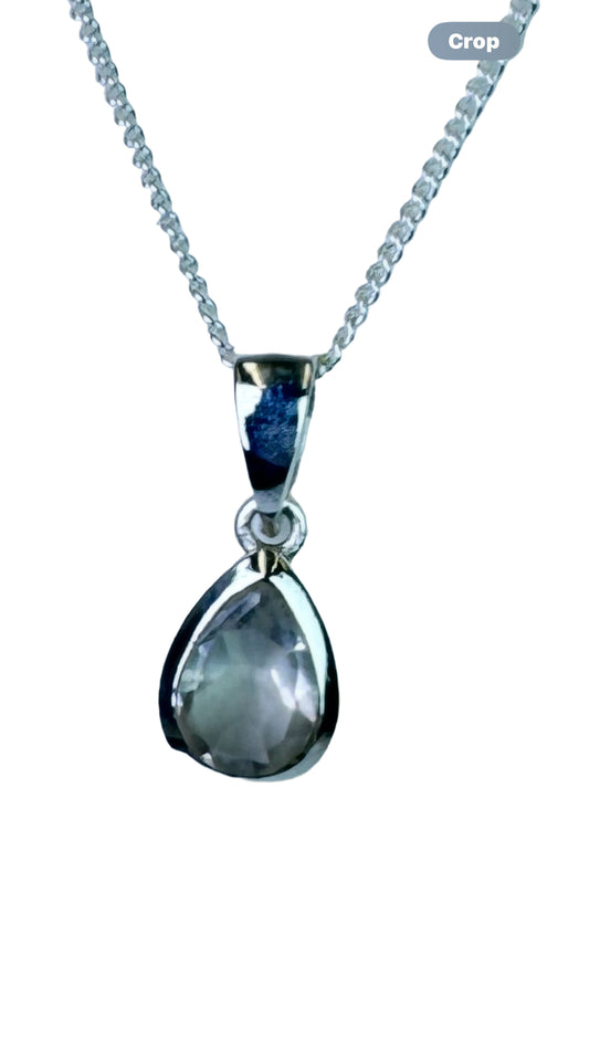Clear Quartz Teardrop Pendant Necklace