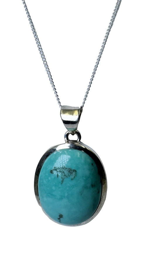 Kingman Turquoise Large Pendant Necklace