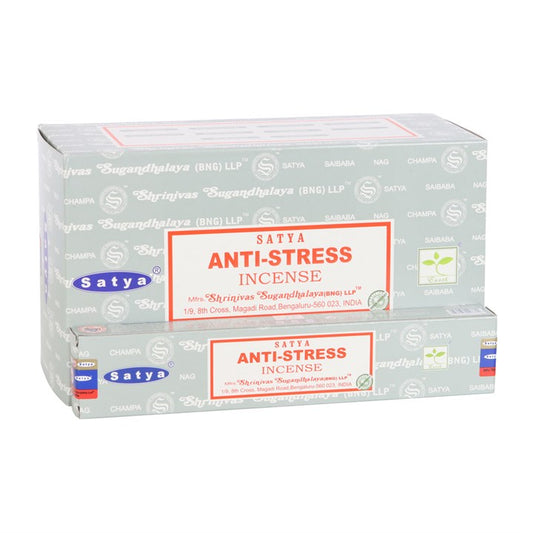 Anti-Stress Incense Sticks by Satya (Box of 12 individual packs)