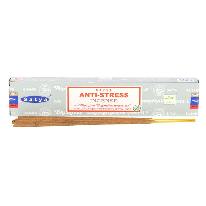 Anti-Stress Incense Sticks by Satya (Box of 12 individual packs)