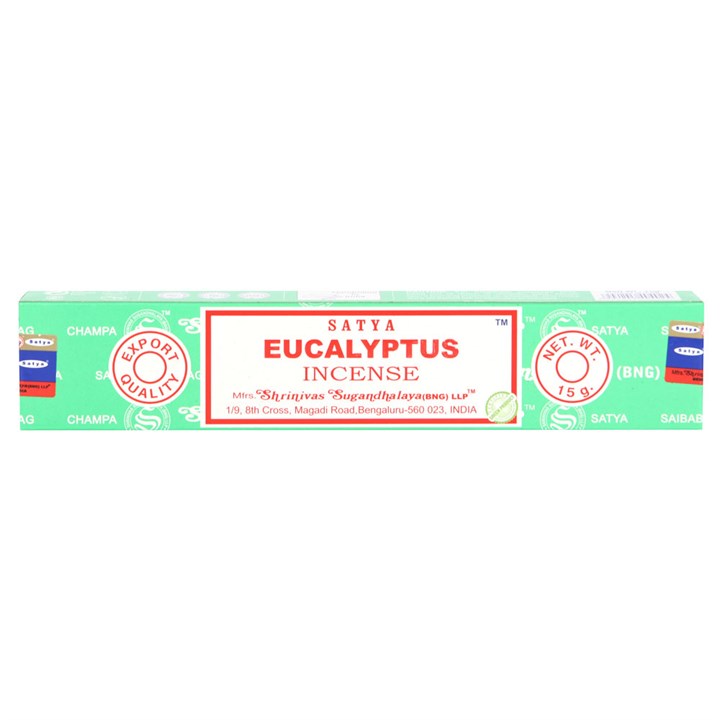 Eucalyptus Incense Sticks by Satya (Box of 12 individual packs)