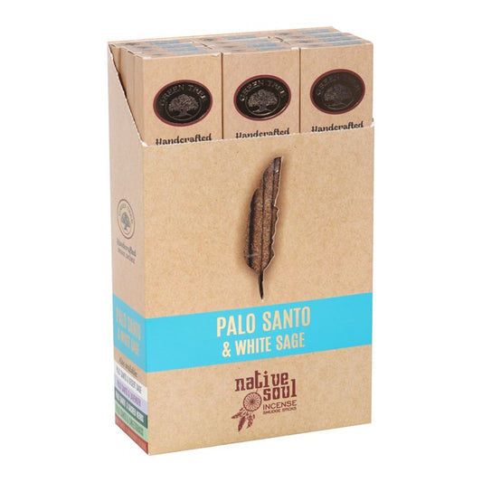 Palo Santo & White Sage Smudge Incense Sticks (Box of 12 individual packs)