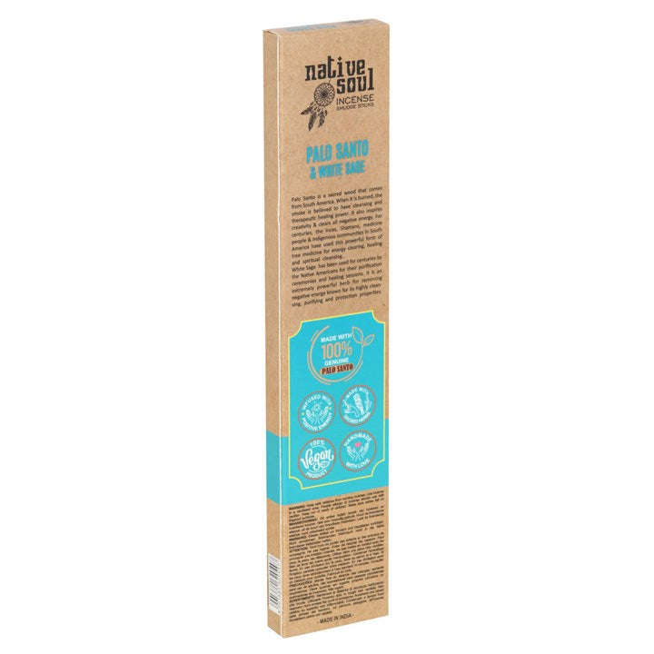 Palo Santo & White Sage Smudge Incense Sticks (Box of 12 individual packs)