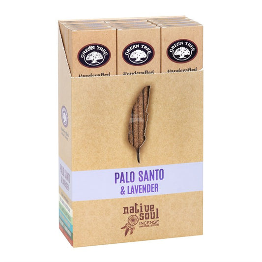 Palo Santo & Lavender Smudge Incense Sticks (Box of 12 individual packs)