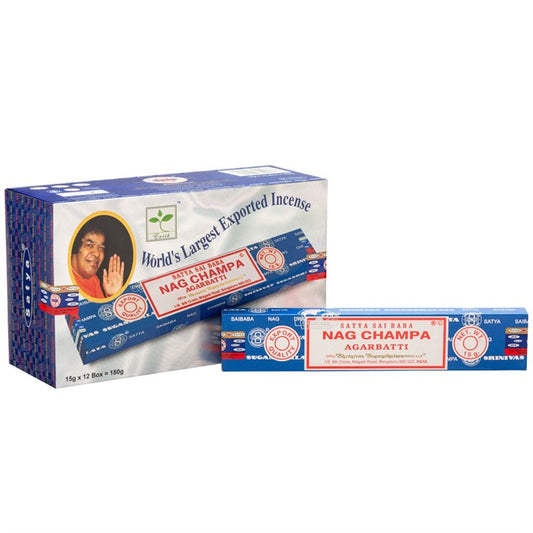 Sai Baba Nagchampa Incense Sticks by Satya (Box of 12 individual packs)