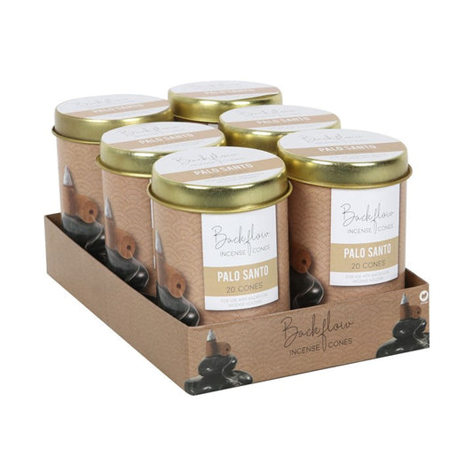Elements Palo Santo Jumbo Backflow Cones (Box of 6 individual tins)