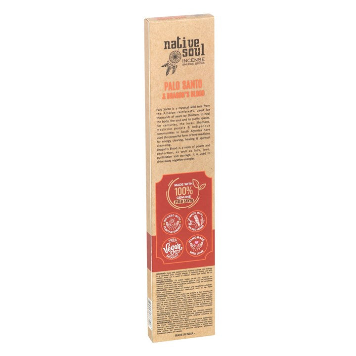 Palo Santo and Dragon's Blood Smudge Incense Sticks (Box of 12 individual packs)