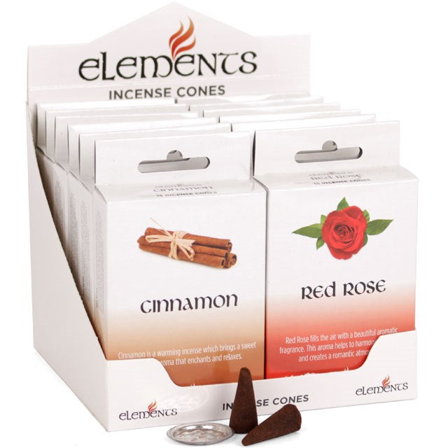 Elements Incense Cones Mixed Fragrances (Box of 12 individual packs)
