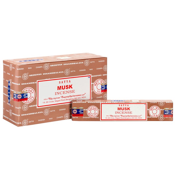 Musk Incense Sticks by Satya (Box of 12 individual packs)