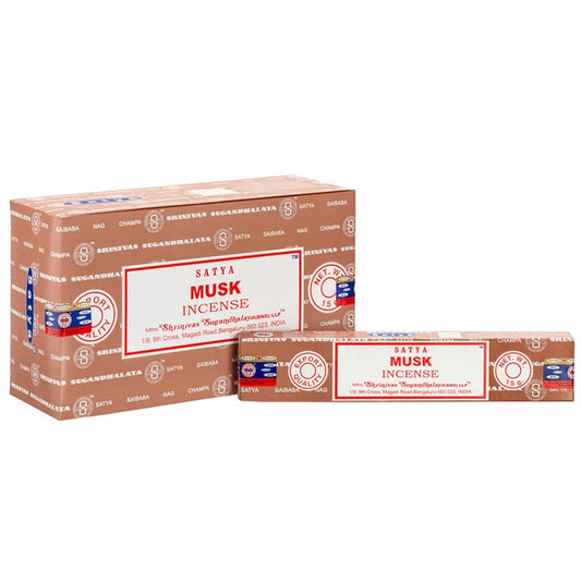 Musk Incense Sticks by Satya (Box of 12 individual packs)