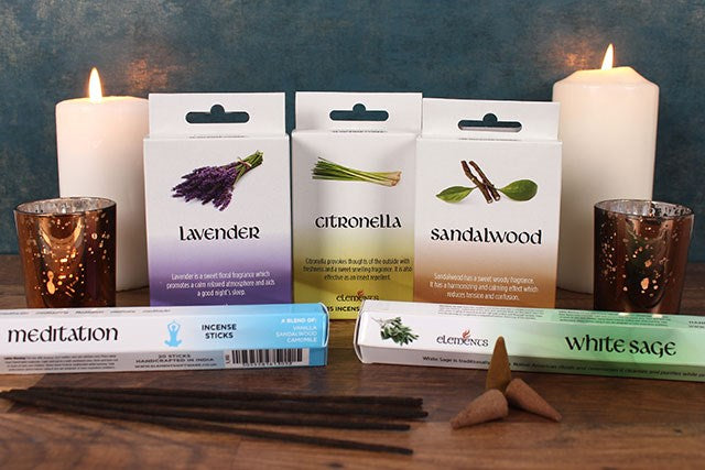 Elements Sandalwood Incense Cones (Box of 12 individual packs)