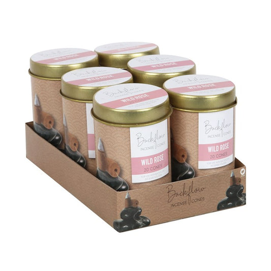 Elements Wild Rose Jumbo Backflow Cones (Box of 6 individual tins)