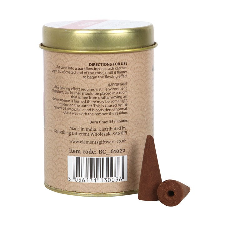 Elements Wild Rose Jumbo Backflow Cones (Box of 6 individual tins)