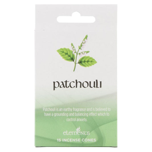 Elements Patchouli Incense Cones (Box of 12 individual packs)