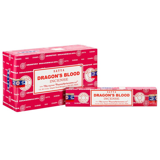 Dragon's Blood Incense Sticks by Satya (Box of 12 individual packs)