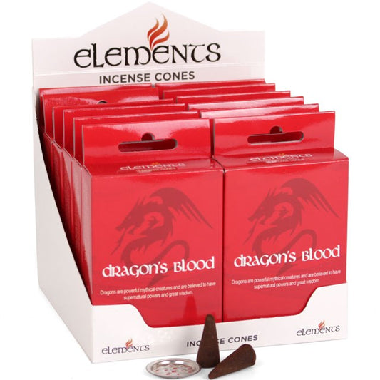 Elements Dragon's Blood Incense Cones (Box of 12 individual packs)