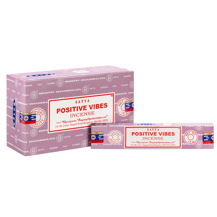 Positive Vibes Incense Sticks by Satya (Box of 12 individual packs)