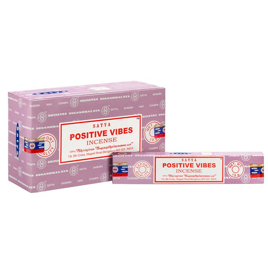 Positive Vibes Incense Sticks by Satya (Box of 12 individual packs)